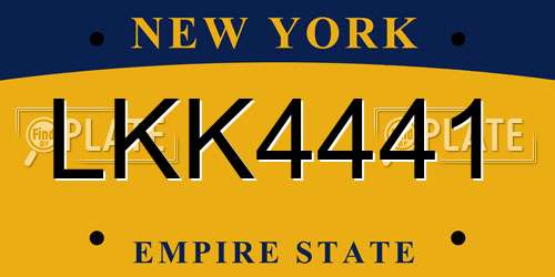 LKK4441 New York License Plate