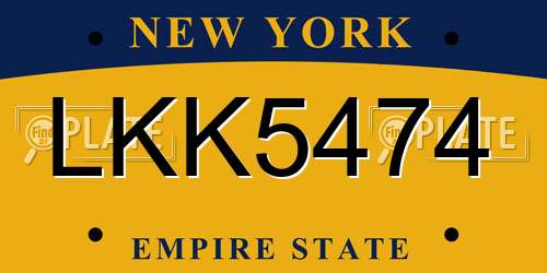 LKK5474 New York License Plate