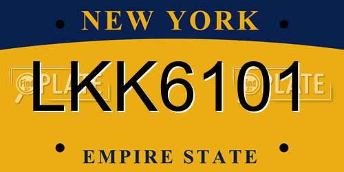 LKK6101 New York License Plate