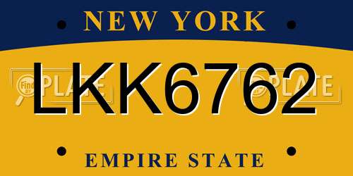 LKK6762 New York License Plate