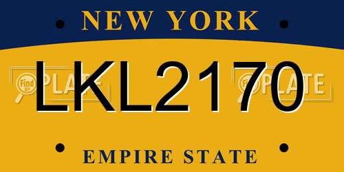 LKL2170 New York License Plate