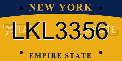LKL3356 New York License Plate