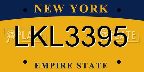 LKL3395 New York License Plate