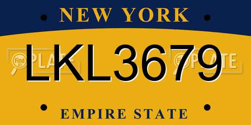 LKL3679 New York License Plate