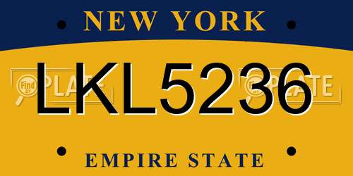 LKL5236 New York License Plate