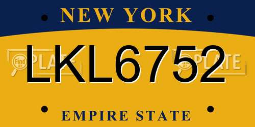 LKL6752 New York License Plate