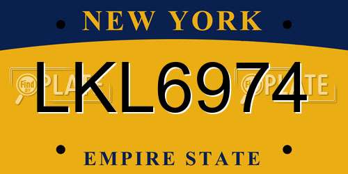 LKL6974 New York License Plate