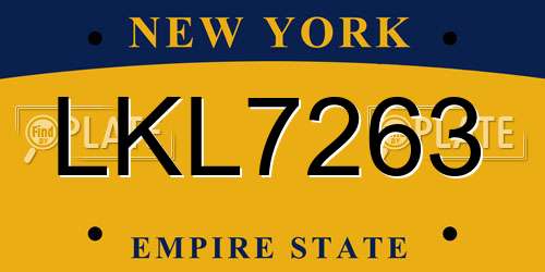 LKL7263 New York License Plate