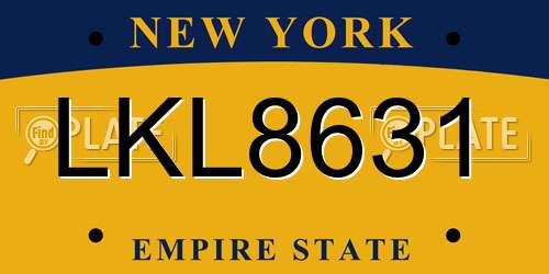 LKL8631 New York License Plate