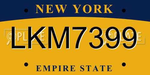 LKM7399 New York License Plate