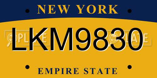 LKM9830 New York License Plate