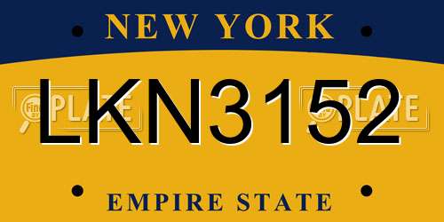 LKN3152 New York License Plate