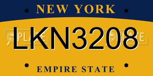 LKN3208 New York License Plate