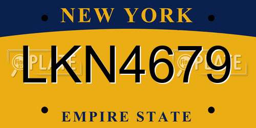 LKN4679 New York License Plate