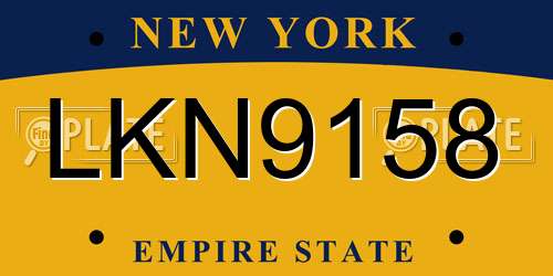 LKN9158 New York License Plate