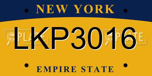LKP3016 New York License Plate