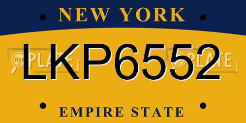 LKP6552 New York License Plate