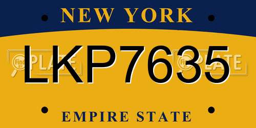 LKP7635 New York License Plate