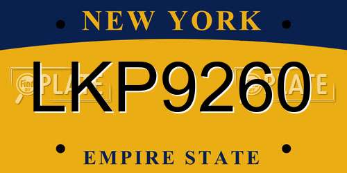 LKP9260 New York License Plate