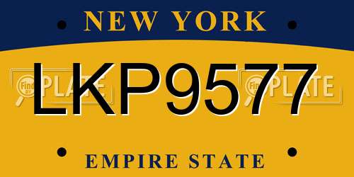 LKP9577 New York License Plate