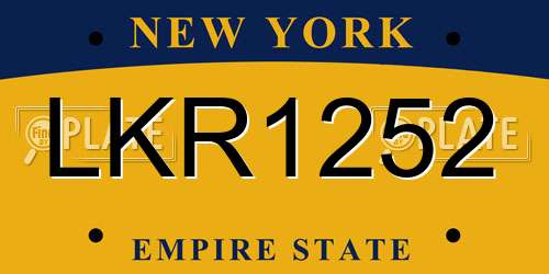 LKR1252 New York License Plate