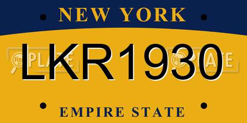 LKR1930 New York License Plate