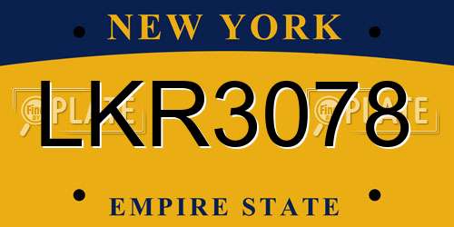 LKR3078 New York License Plate
