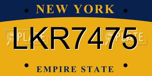 LKR7475 New York License Plate