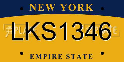 LKS1346 New York License Plate