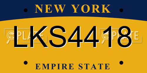 LKS4418 New York License Plate
