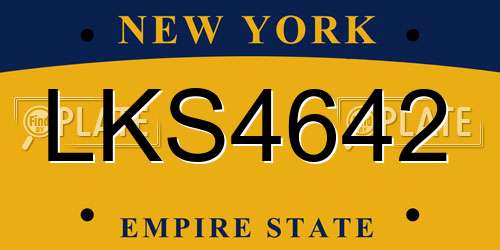 LKS4642 New York License Plate