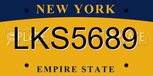 LKS5689 New York License Plate