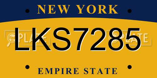 LKS7285 New York License Plate