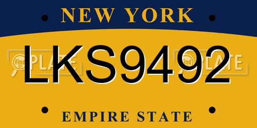 LKS9492 New York License Plate