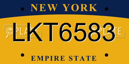 LKT6583 New York License Plate