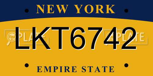 LKT6742 New York License Plate