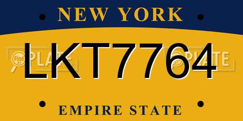 LKT7764 New York License Plate