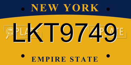 LKT9749 New York License Plate