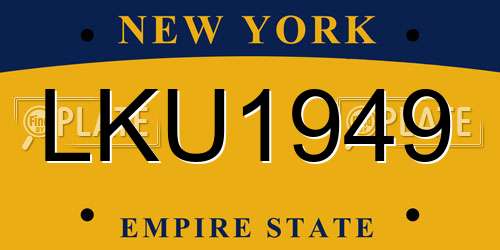 LKU1949 New York License Plate
