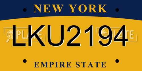 LKU2194 New York License Plate