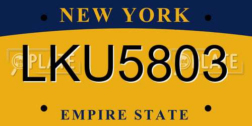 LKU5803 New York License Plate