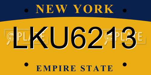 LKU6213 New York License Plate