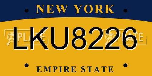 LKU8226 New York License Plate