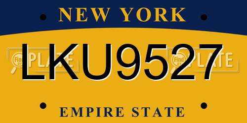 LKU9527 New York License Plate