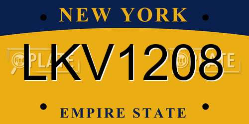 LKV1208 New York License Plate