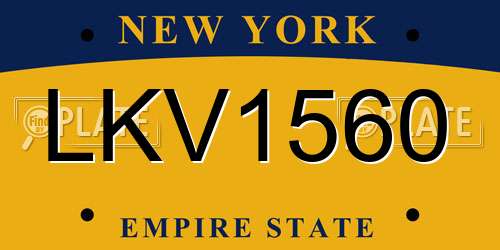 LKV1560 New York License Plate