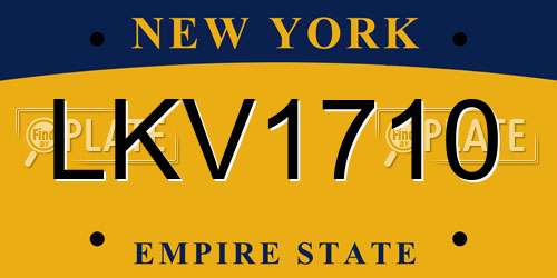 LKV1710 New York License Plate