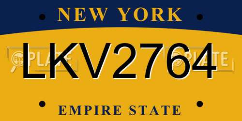 LKV2764 New York License Plate