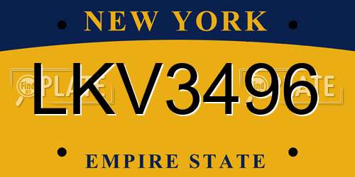 LKV3496 New York License Plate