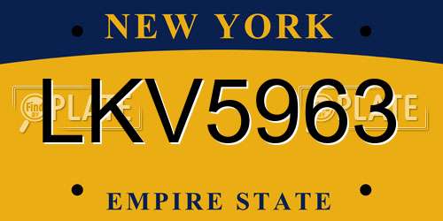 LKV5963 New York License Plate